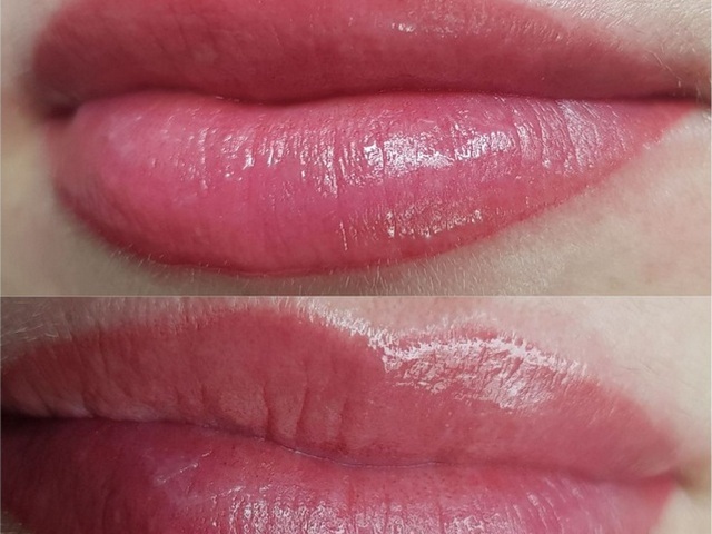 Перманентный макияж губ. Полное заполнение губ цвет нюд и помада