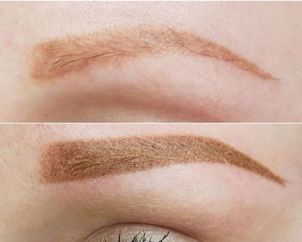 Брови кирпичного цвета после неудачного татуажа бровей можно перекрыть без выведения